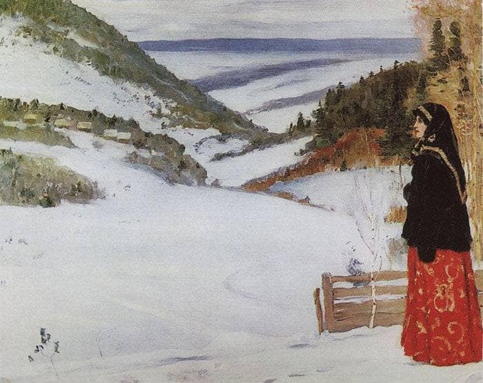 Winter in Skit by Mikhail Nesterov — Oil Painting Reproduction