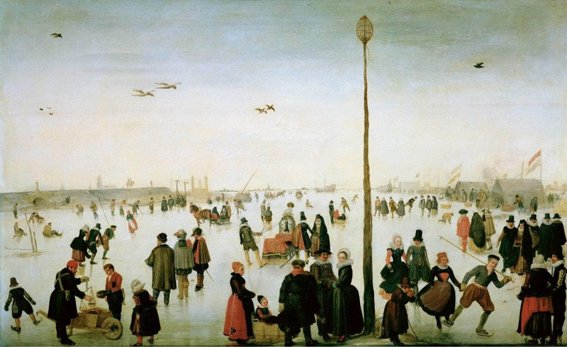 Winter Landscape with a Frozen River and Figures by Hendrick Avercamp — Oil Painting Reproduction