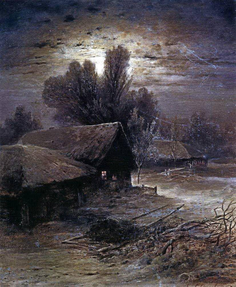 Winter Night by Aleksey Savrasov — Oil Painting Reproduction