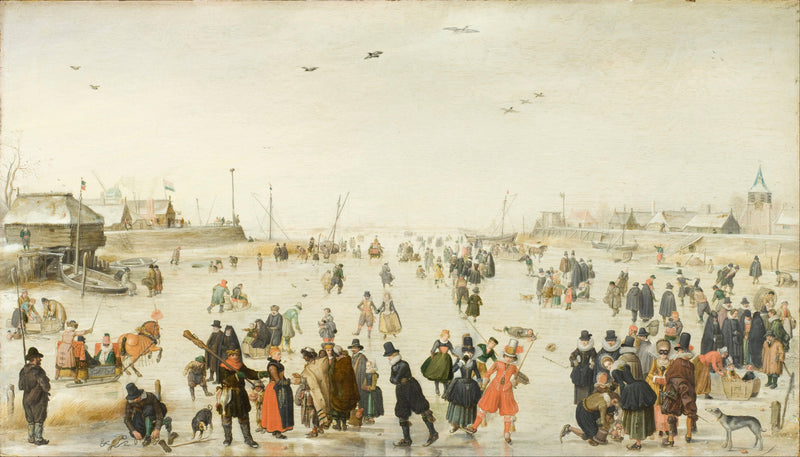 Winter Scene on a Frozen Canal by Hendrick Avercamp — Oil Painting Reproduction