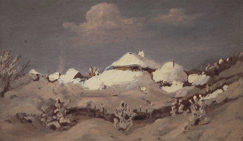 Winter. Spots of Light on Cottage Roof by Arkhyp Kuindzhi — Oil Painting Reproduction