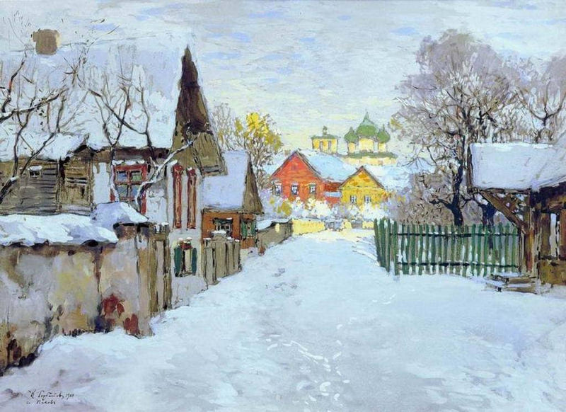 Winter. Thaw. Pskov by Konstantin Gorbatov — Oil Painting Reproduction