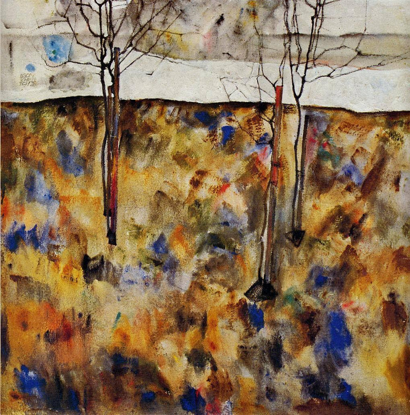 Winter Trees by Egon Schiele — Oil Painting Reproduction