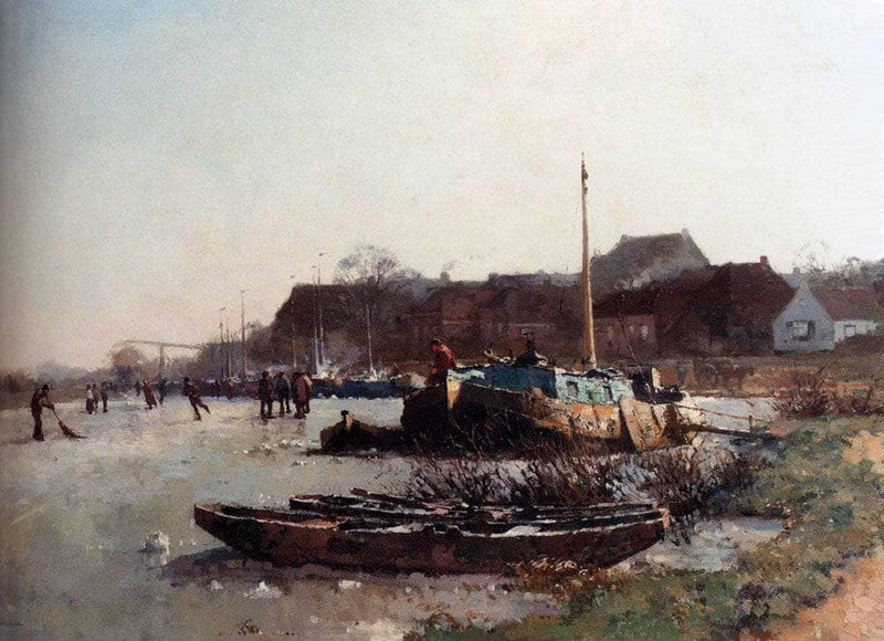 Winterfun On De Loswal, Hattem by Cornelis Vreedenburgh — Oil Painting Reproduction