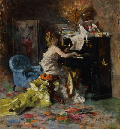Woman at a Piano in master bedroom