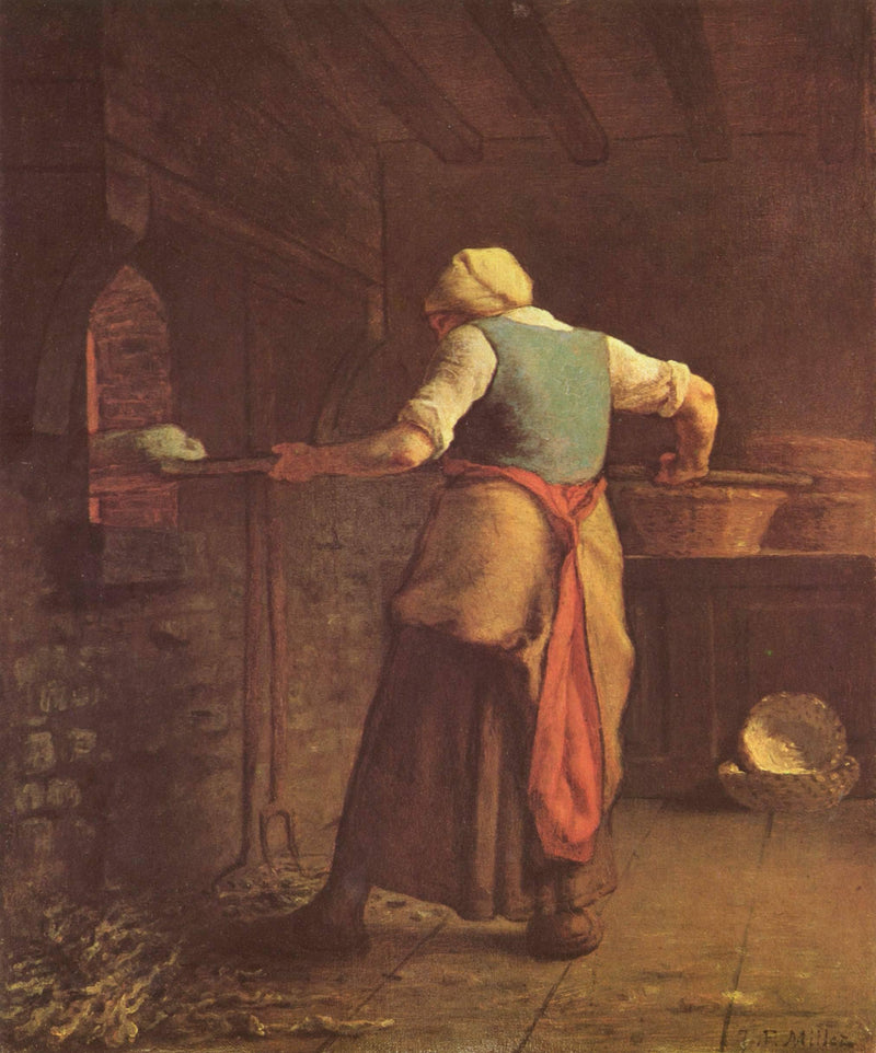 Woman baking bread by Jean-Francois Millet — Oil Painting Reproduction