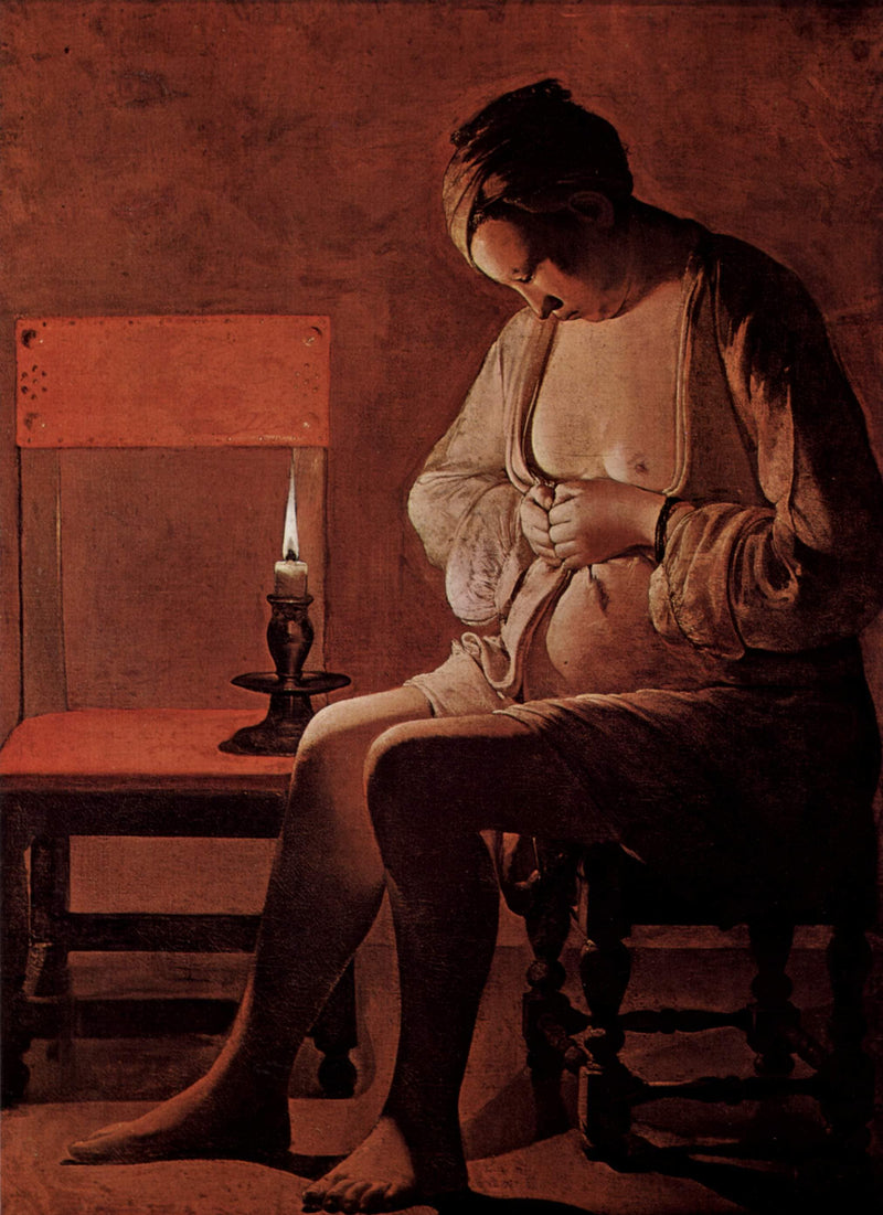 Woman Catching a Flea by Georges de la Tour — Oil Painting Reproduction