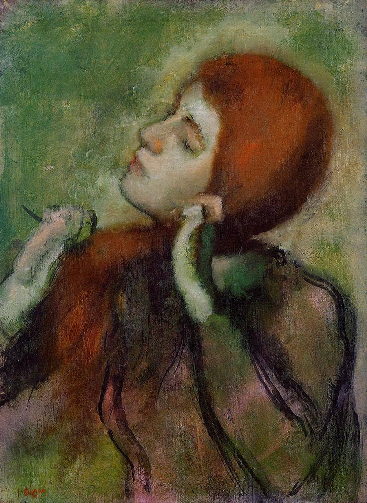 Woman Combing Her Hair by Edgar Degas — Oil Painting Reproduction