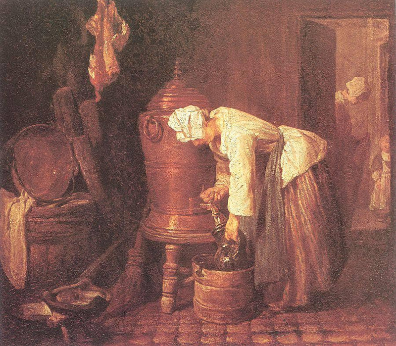 Woman Drawing Water from an Urn by Jean-Baptiste-Simeon Chardin — Oil Painting Reproduction