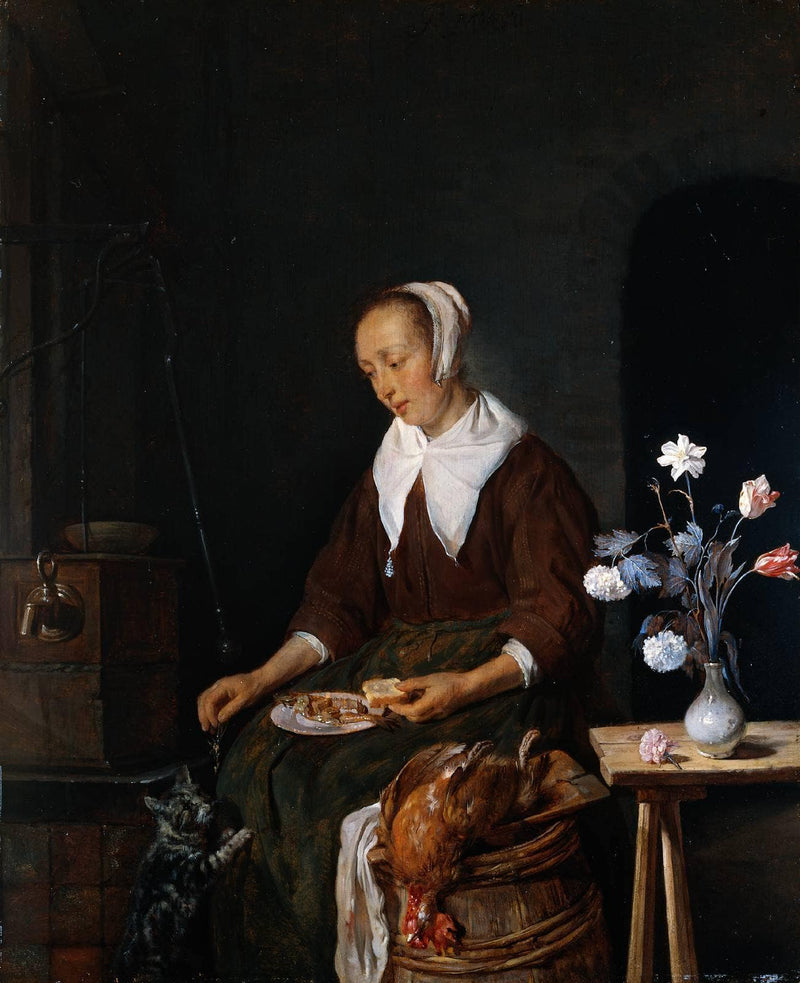 Woman Eating by Gabriel Metsu — Oil Painting Reproduction