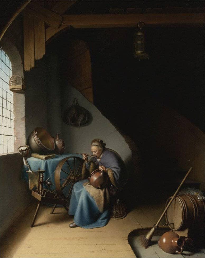 Woman Eating Porridge by Gerrit Dou — Oil Painting Reproduction