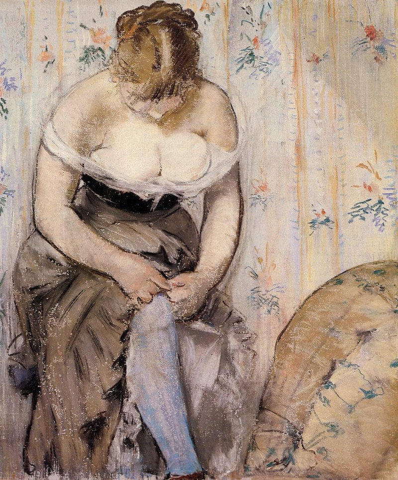 Woman fastening her garter by Edouard Manet — Oil Painting Reproduction
