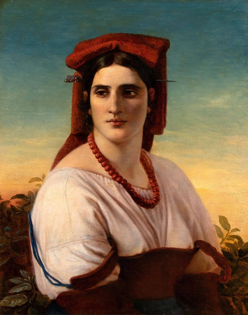 Woman from Ciociaria with red veil by Elisabeth Jerichau-Baumann — Oil Painting Reproduction
