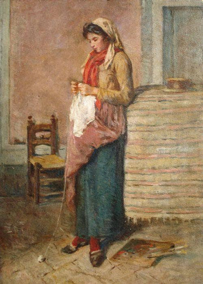 Woman from Gabbro working with crochet in kitchen