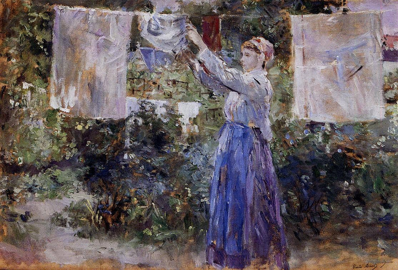 Woman Hanging out the Wash by Berthe Morisot — Oil Painting Reproduction