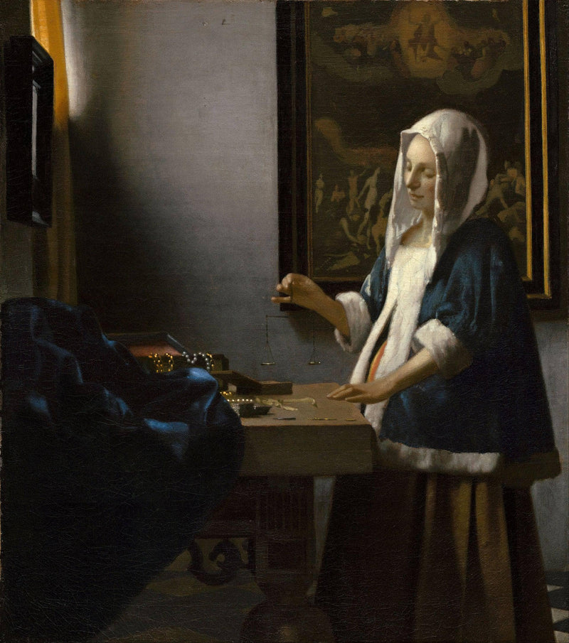 Woman Holding a Balance by Johannes Vermeer — Oil Painting Reproduction