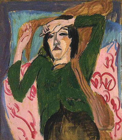 Woman in a Green Blouse in entryway