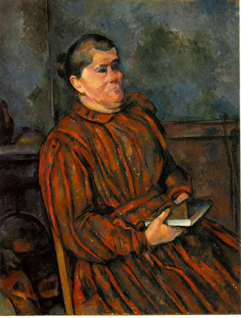 Woman in a Red Striped Dress by Paul Cezanne — Oil Painting Reproduction
