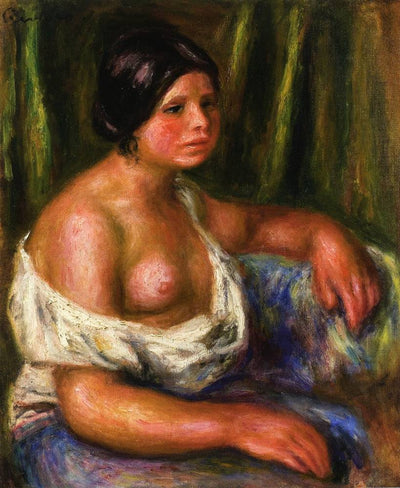 Woman in Blue in bedroom