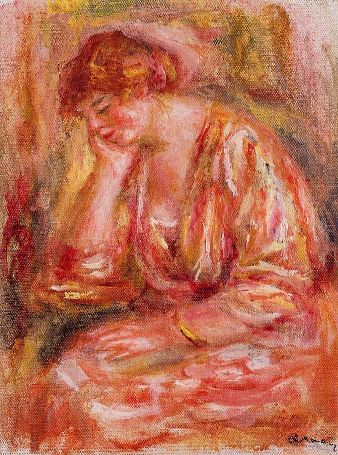 Woman Leaning on Her Elbow by Pierre-Auguste Renoir — Oil Painting Reproduction