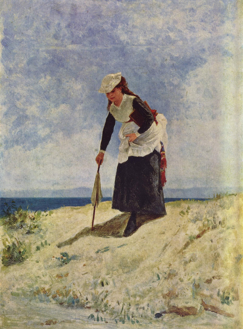 Woman on the sand by Giuseppe de Nittis — Oil Painting Reproduction