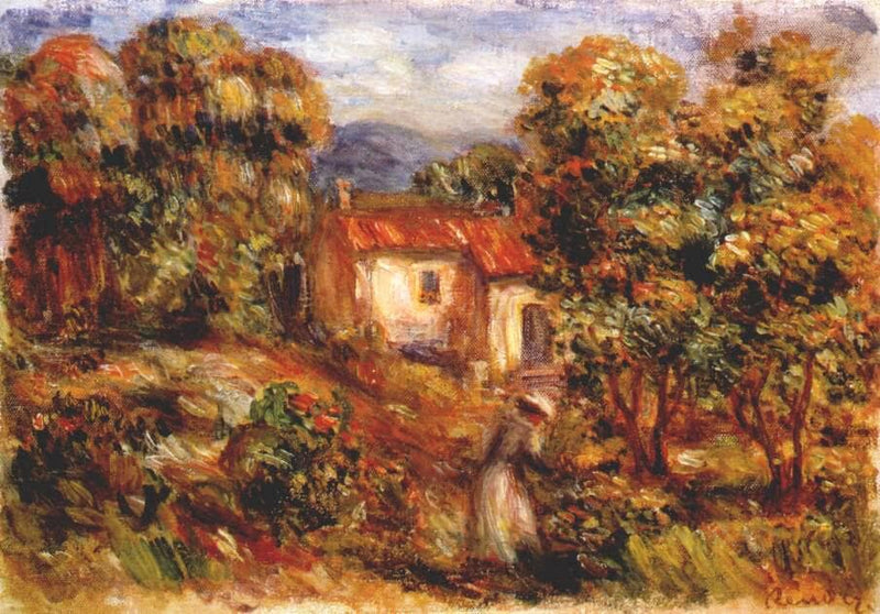 Woman picking flowers by Pierre-Auguste Renoir — Oil Painting Reproduction