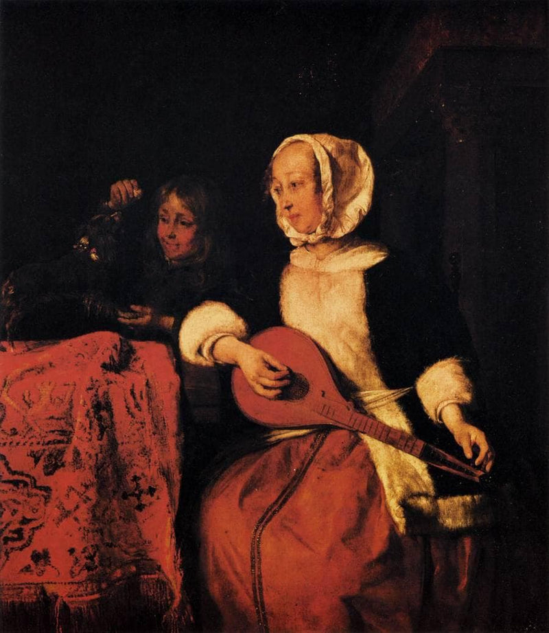 Woman Playing a Mandolin by Gabriel Metsu — Oil Painting Reproduction