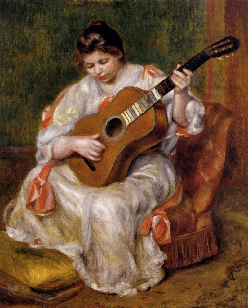Woman Playing the Guitar by Pierre-Auguste Renoir — Oil Painting Reproduction
