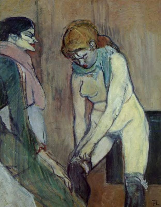 Woman Pulling up Her Stockings by Henri de Toulouse-Lautrec — Oil Painting Reproduction