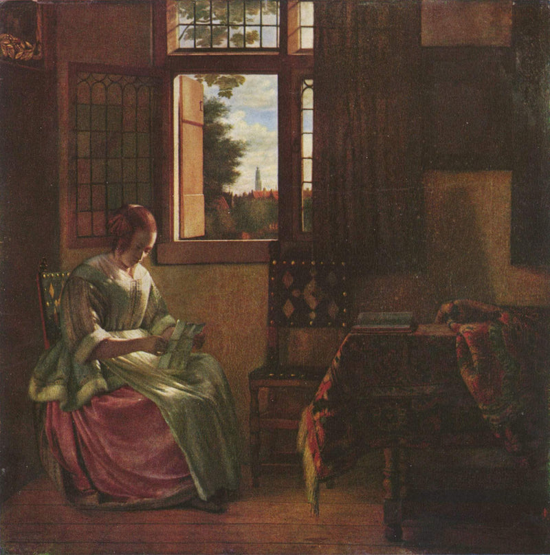 Woman Reading a Letter by Pieter de Hooch — Oil Painting Reproduction
