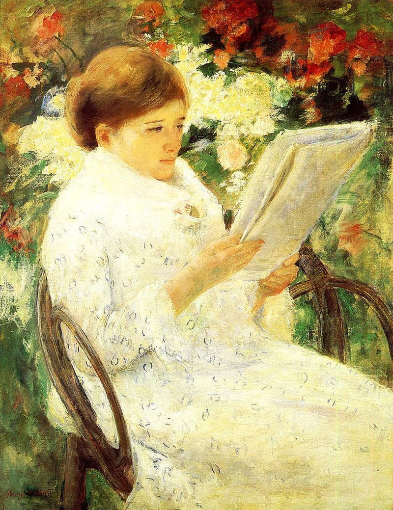 Woman Reading in a Garden by Mary Cassatt — Oil Painting Reproduction