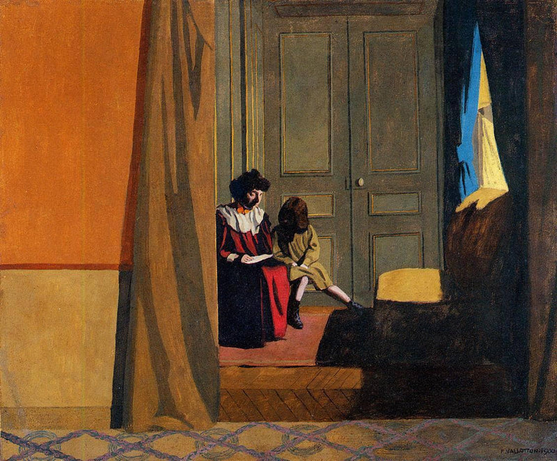 Woman Reading to a Little Girl by Felix Vallotton — Oil Painting Reproduction