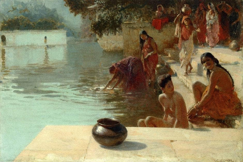 Woman's Bathing Place I Oodeypore, India by Edwin Lord Weeks — Oil Painting Reproduction