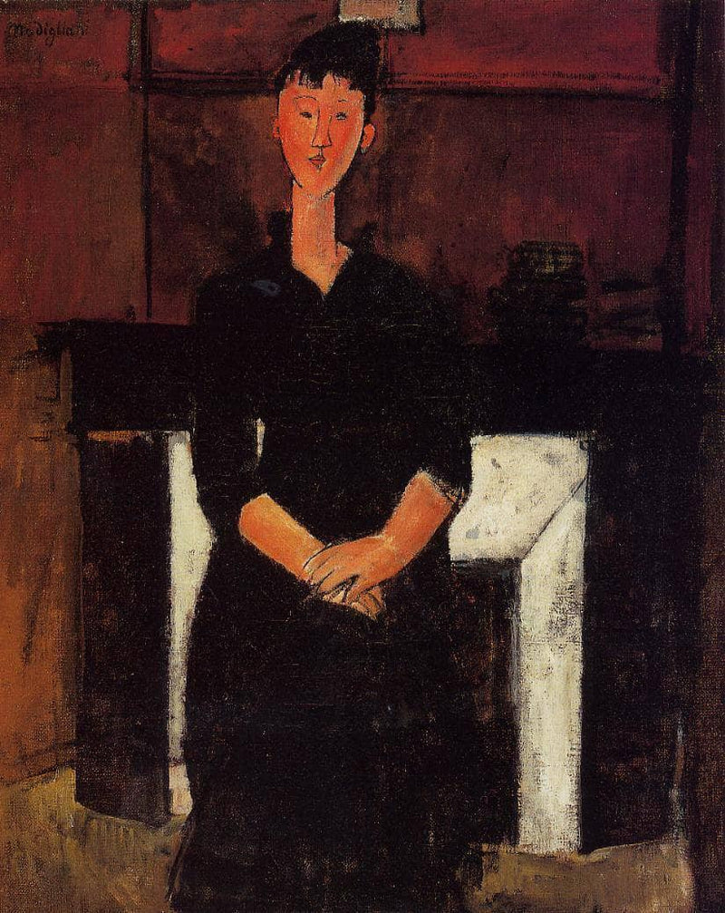 Woman Seated by a Fireplace by Amedeo Modigliani — Oil Painting Reproduction