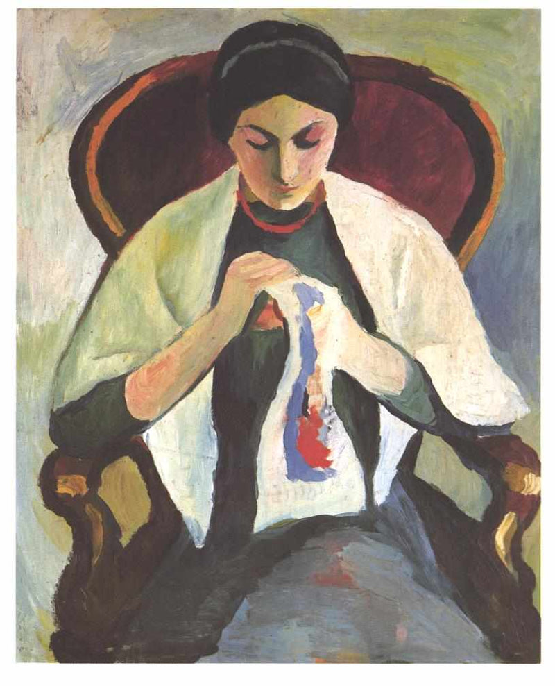 Woman Sewing by August Macke — Oil Painting Reproduction