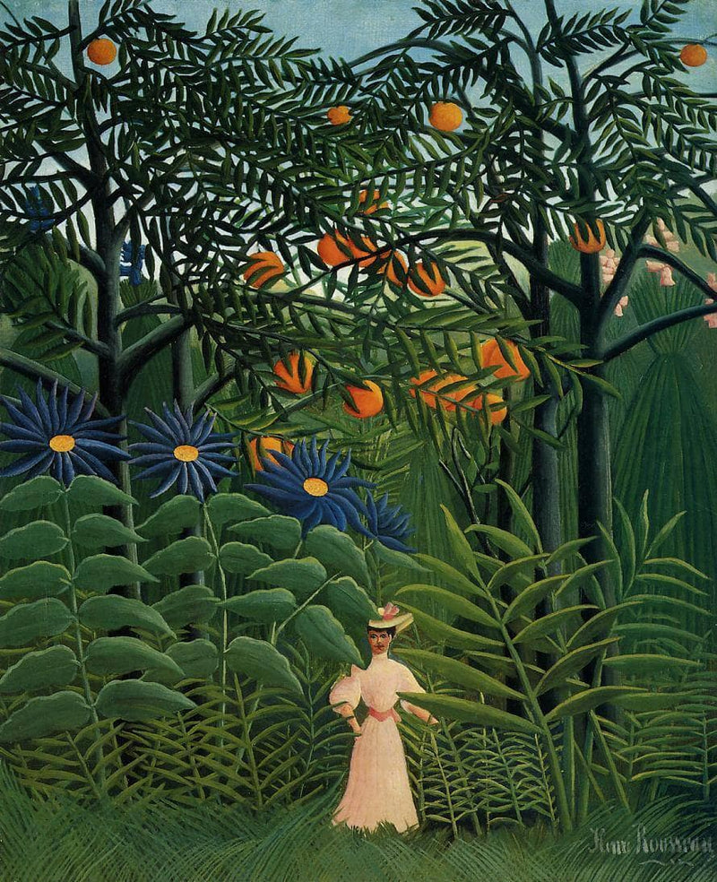 Woman Walking in an Exotic Forest by Henri Rousseau — Oil Painting Reproduction
