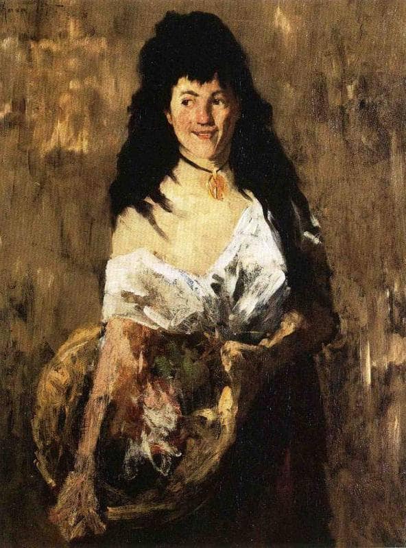 Woman with a Basket by William Merritt Chase — Oil Painting Reproduction