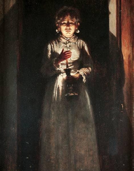 Woman with a candle by Odoardo Borrani — Oil Painting Reproduction