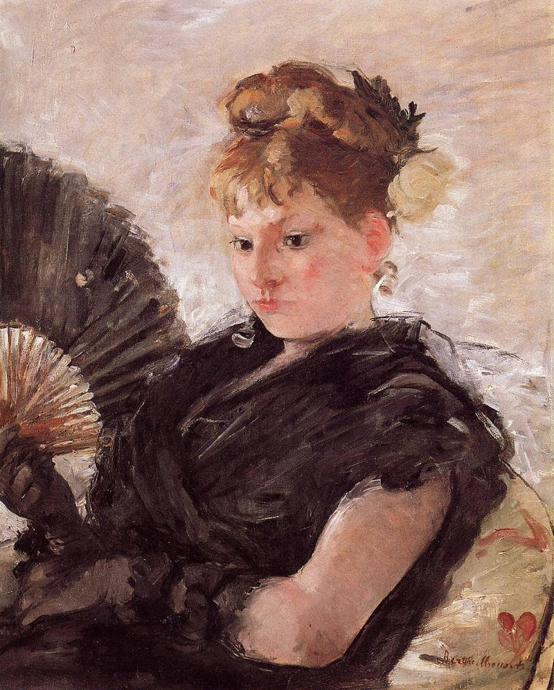 Woman with a Fan (aka Head of a Girl) by Berthe Morisot — Oil Painting Reproduction