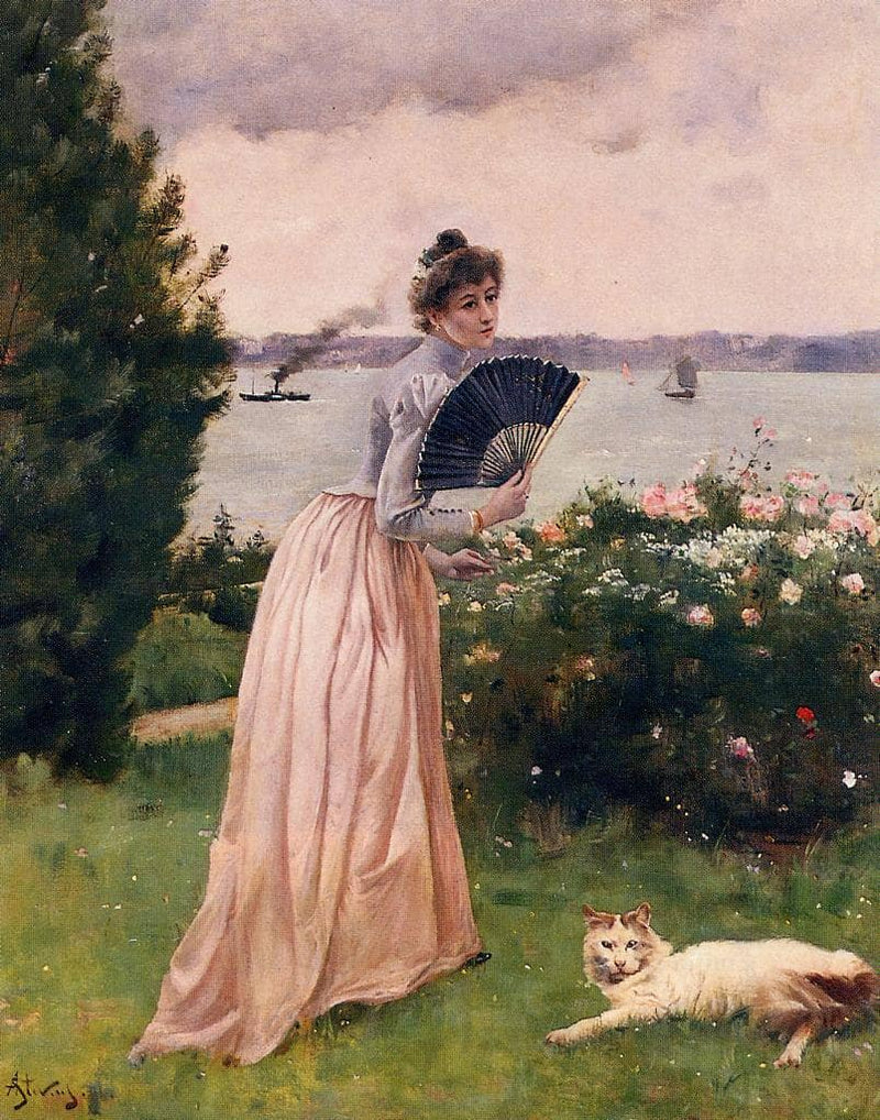 Woman with a Fan by Alfred Stevens — Oil Painting Reproduction