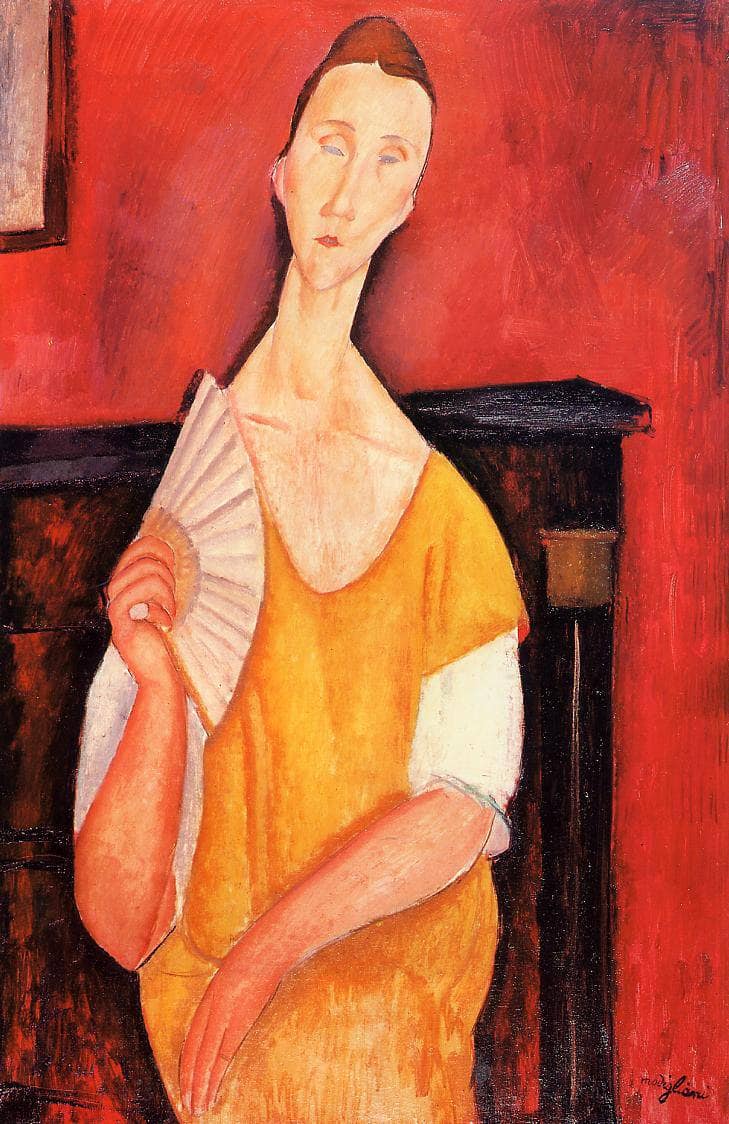 Woman with a Fan (Lunia Czechowska) by Amedeo Modigliani — Oil Painting Reproduction