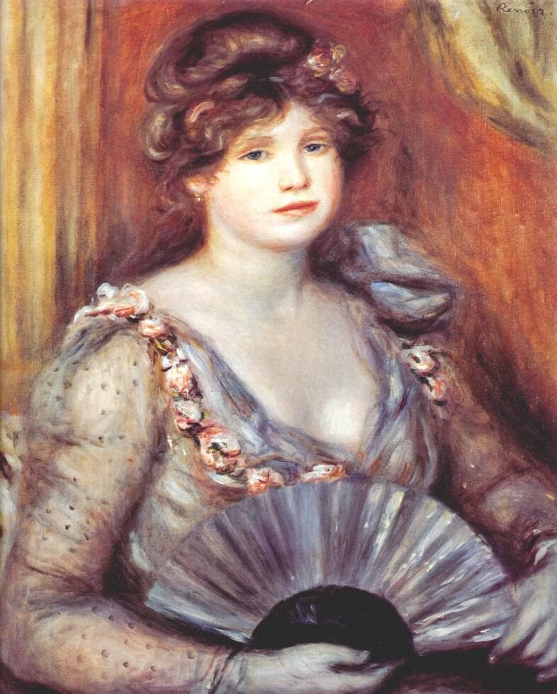 Woman with a Fan by Pierre-Auguste Renoir — Oil Painting Reproduction