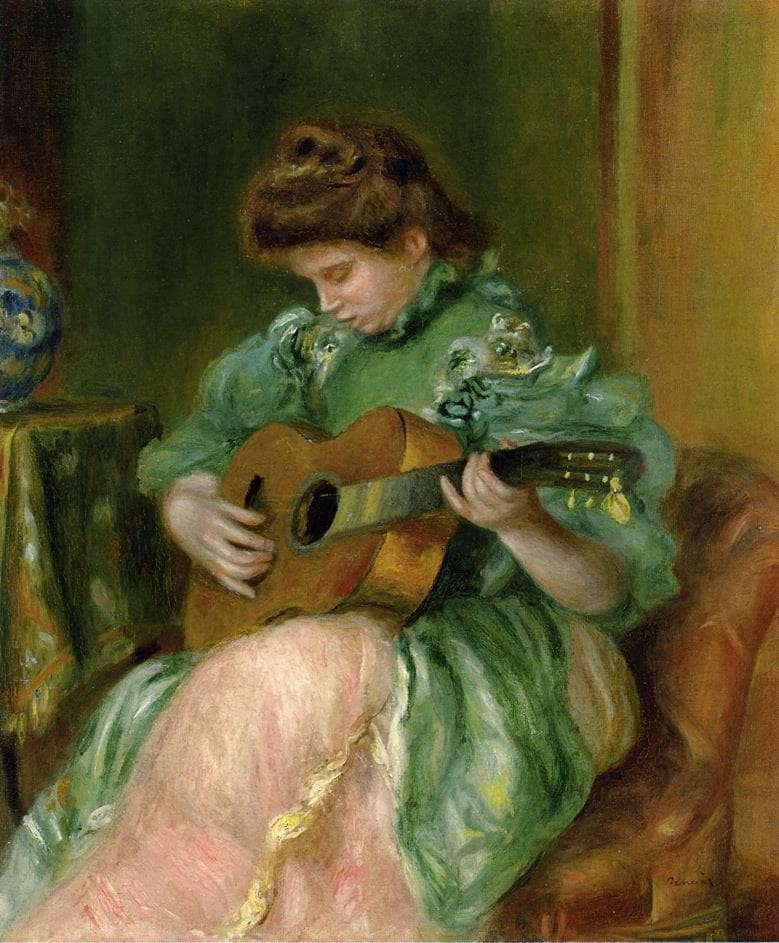 Woman with a Guitar by Pierre-Auguste Renoir — Oil Painting Reproduction