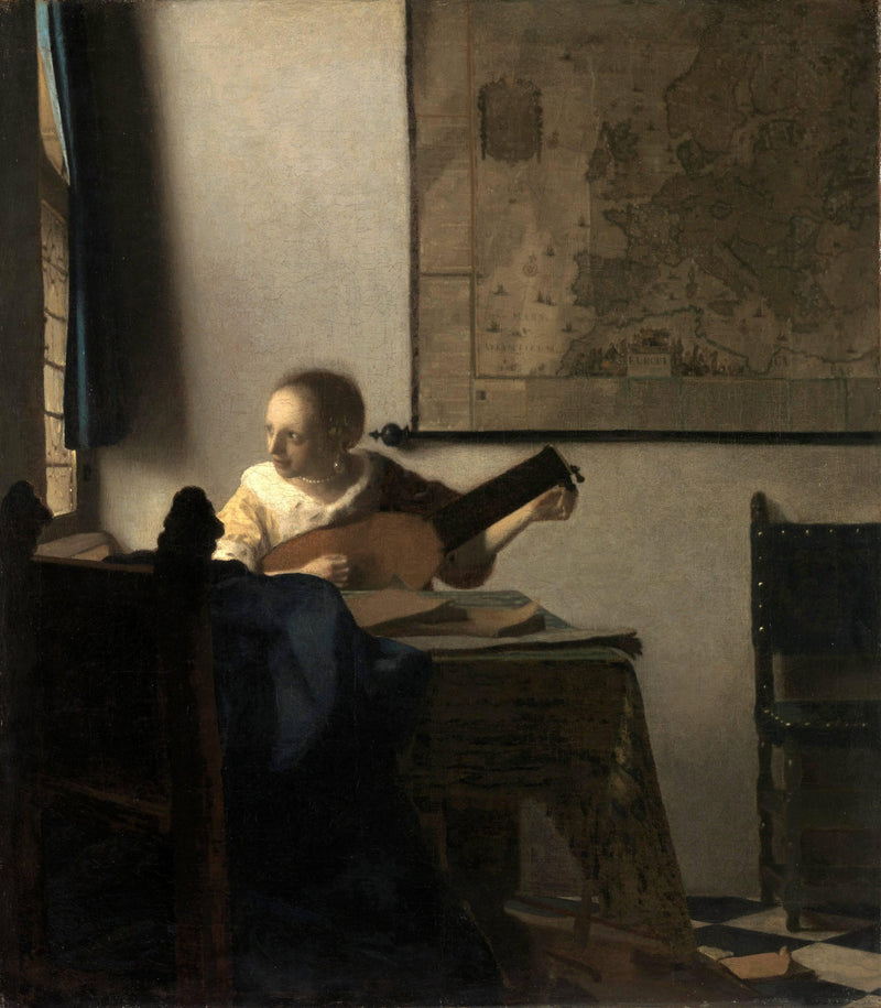 Woman with a lute by Johannes Vermeer — Oil Painting Reproduction