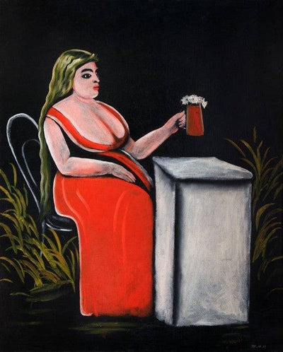 Woman with a Mug of Beer in study