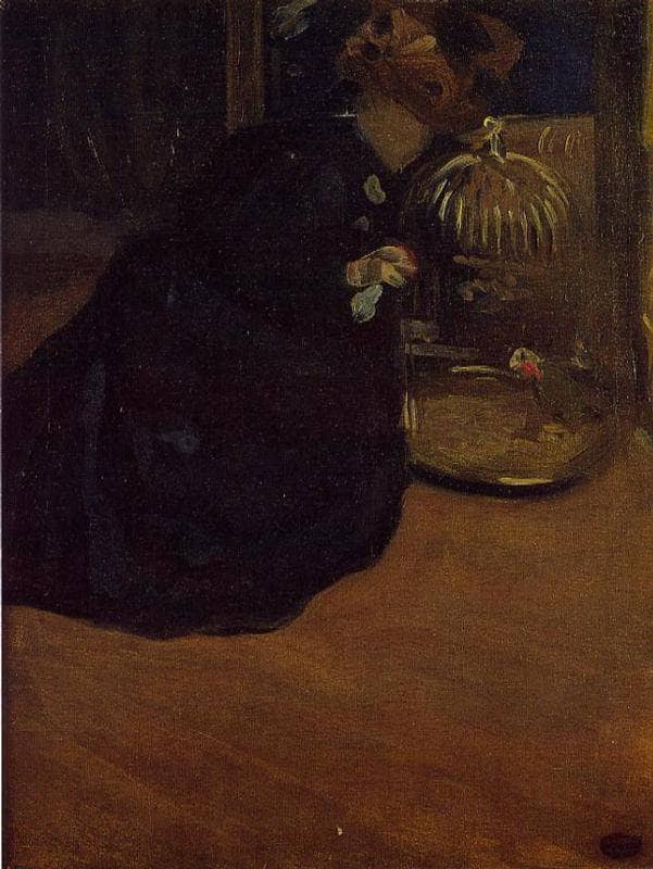 Woman with a Parakeet by Mary Cassatt — Oil Painting Reproduction