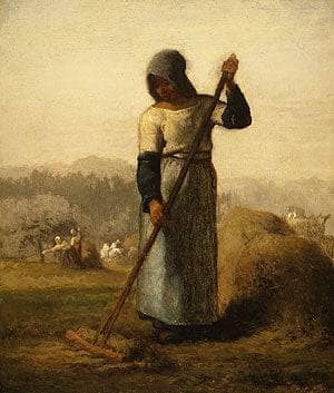 Woman with a rake in study