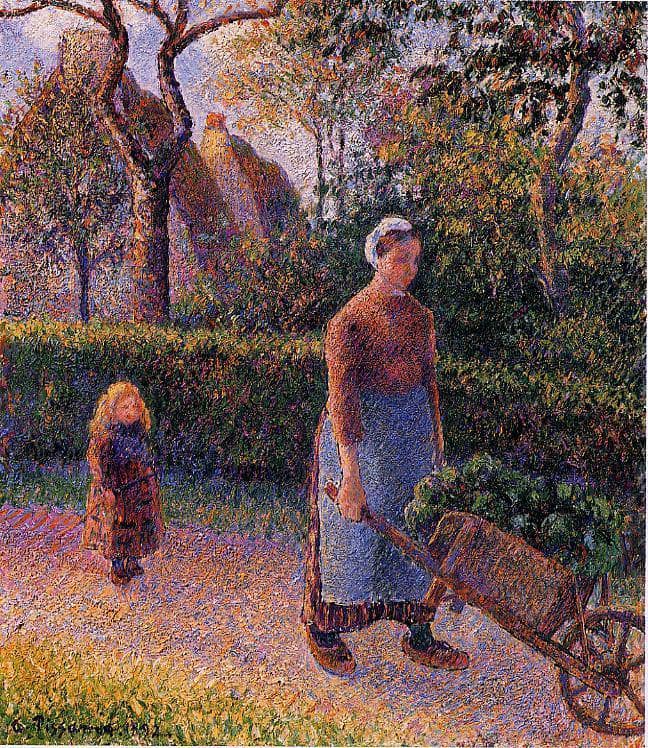 Woman with a Wheelbarrow by Camille Pissarro — Oil Painting Reproduction