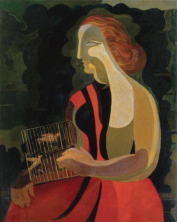 Woman with birds by Aleksandra Ekster — Oil Painting Reproduction