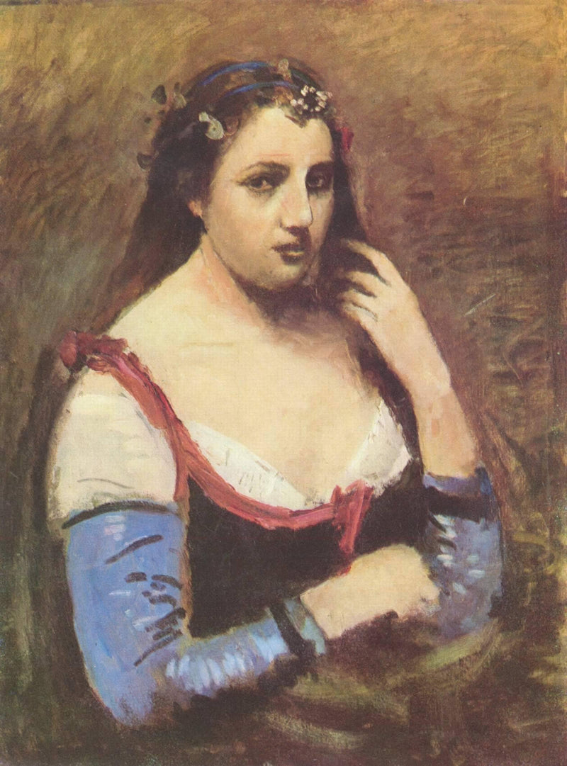 Woman with Daisies by Camille Corot — Oil Painting Reproduction